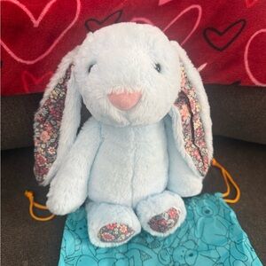 Jellycat Light Blue Floral Ears Stuffed Bunny